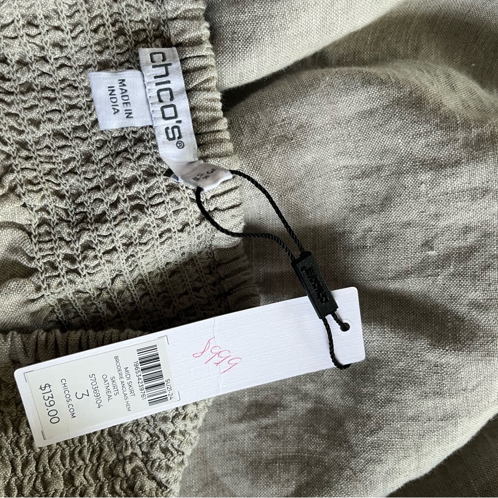 Chicos 3 (XL) Oatmeal Linen Skirt - Picture 4 of 4